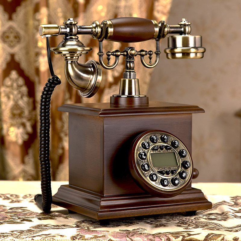 [Backlit Single Ring Version] Chinese Antique Style Telephone, European Retro Style, Old-fashioned Solid Wood, Living Room Home Landline, Wired