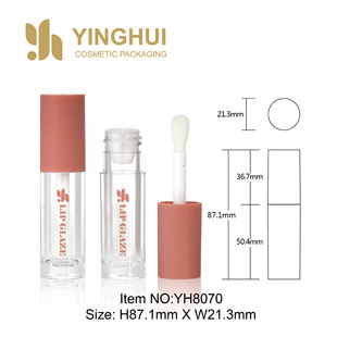 Round Lip Gloss Tube, Cap Injection Molding, Frosted Bottle, Injection Molding, Transparent, Standard Hair, Cosmetic Packaging Material