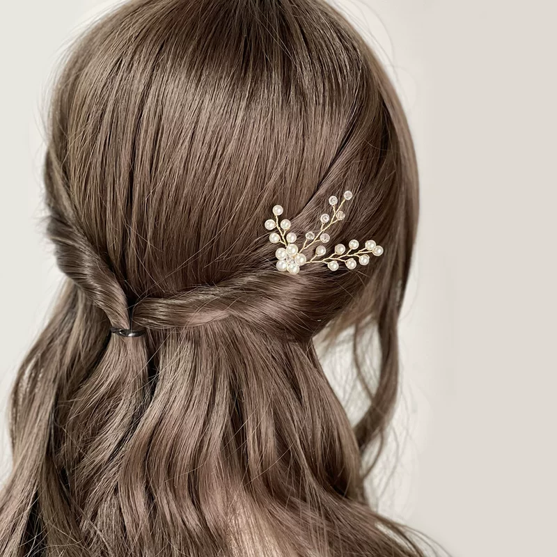 Китайская шпилька из жемчуга, зажим для невесты, аксессуар для волос, цветочная, для подружек невесты