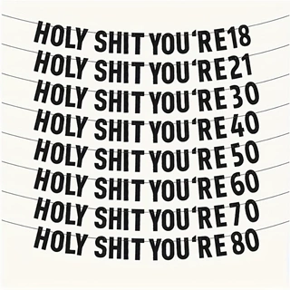 Holy Shit You're 18生日横幅金葱纸拉旗生日派对用品场景布置