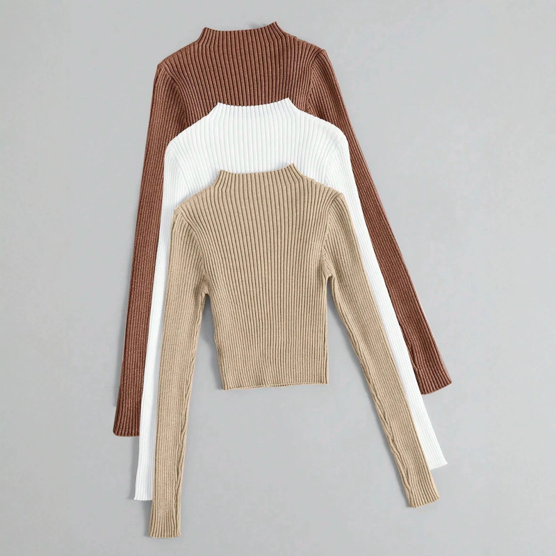 European and American Cross-Border Temu Amazon Tk Autumn and Winter New Style Small Turtleneck Slim High-Waisted Short Sweater Women's Top European and American Cross-Border Temu Amazon Tk Autumn and Winter New Style Small Turtleneck Slim High-Waisted Short Sweater Women's Top