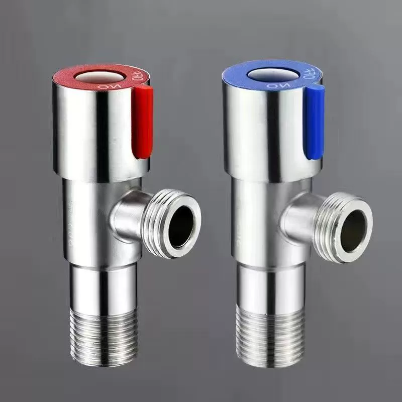 Строительная площадка, матовый треугольный клапан из нержавеющей стали, треугольный клапан для контроля горячей и холодной воды, запорный клапан для воды, доступный угловой клапан из железа, импорт и экспорт