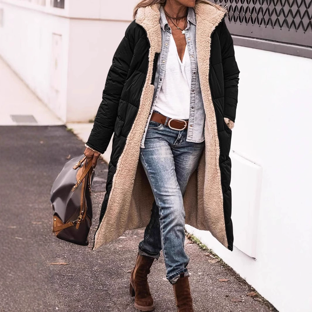 Пятно трансграничная женская хлопчатобумажная одежда Amazon сплошной цвет с капюшоном