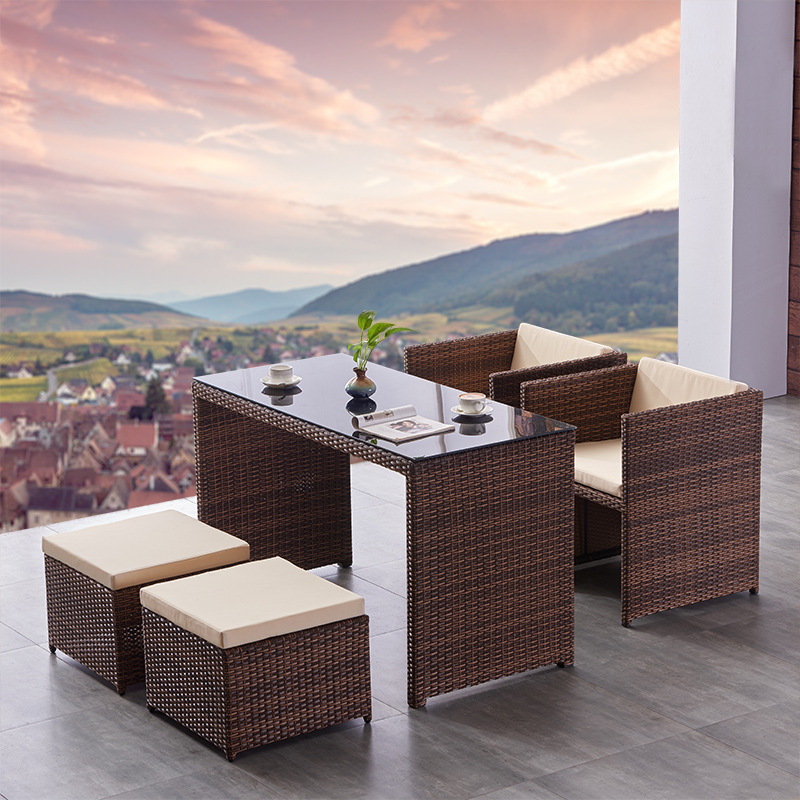 Al Aire Libre balcón mesa y silla patio jardín al aire libre simple moderno almacenamiento ocio al aire libre impermeable sol-prueba ratán silla muebles