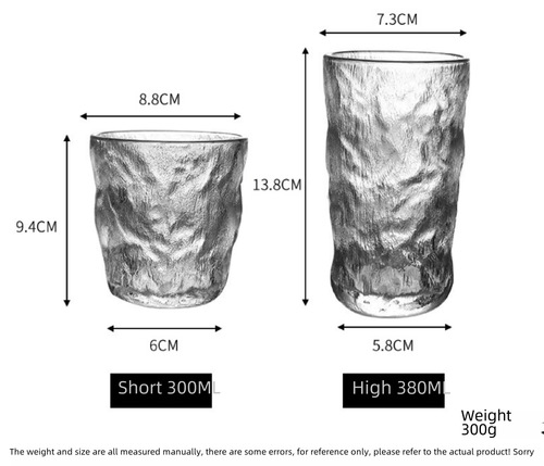 Glacier Pattern Cup Whiskey Creative Liquor Beer Water Cup Flower Tea Glass Cup Internet Famous Breakfast Cup Wholesale