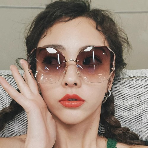 Ocean film gradient sunglasses for women, fashionable, trendy, European and American, frameless, edge-cut, UV protection, street photography glasses