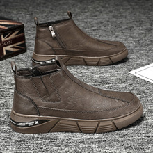 马丁靴男士潮流2024新款春季男高帮英伦工装靴休闲中筒百搭男靴