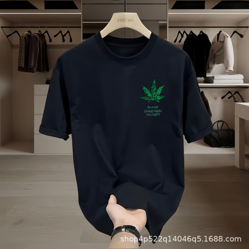 Summer Men's High-End Printed Short-Sleeve T-Shirt  New Fashion Pure Cotton T-Shirt Half-Sleeve Men's Fashion Trendy