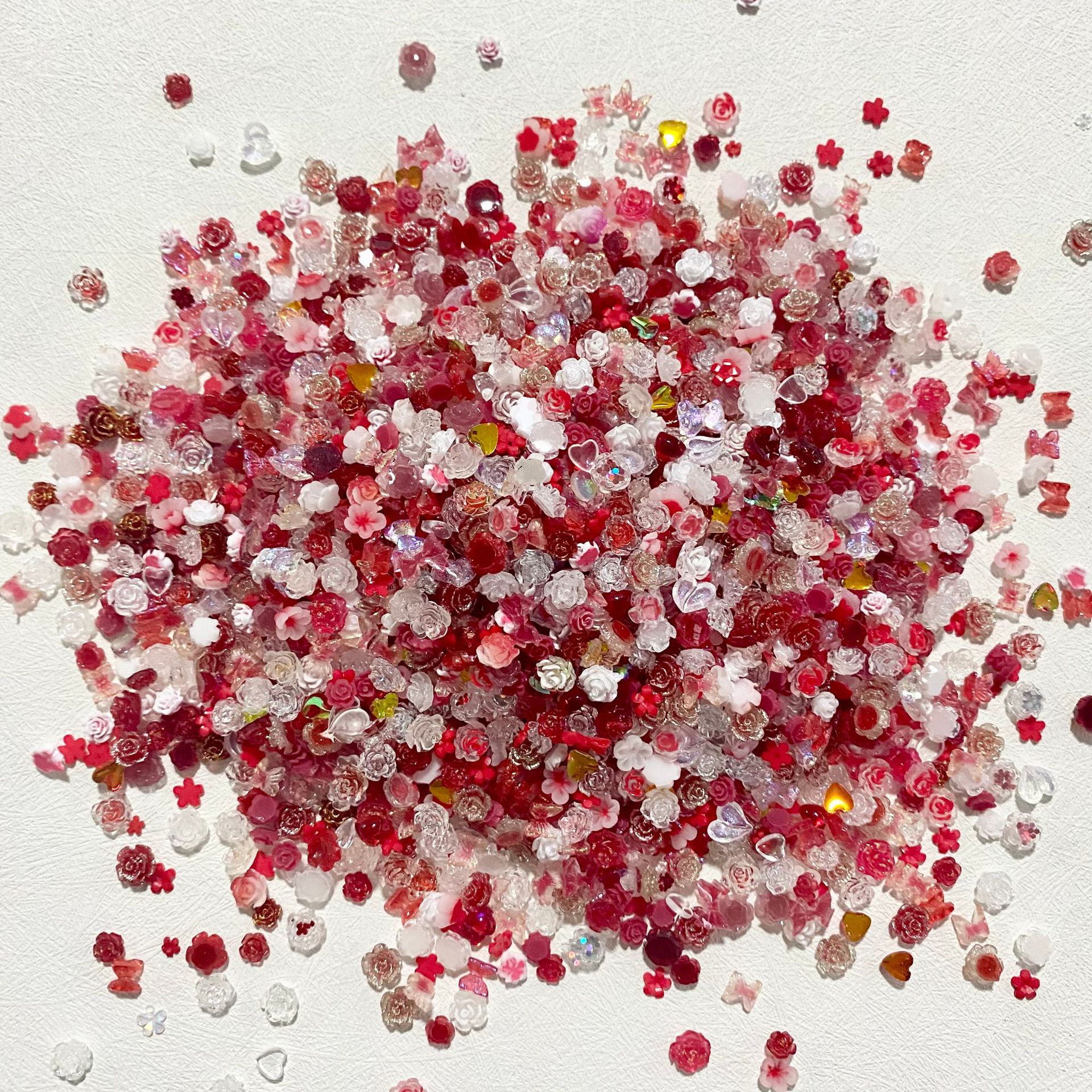 Nuevo Hada mezclada accesorios de uñas hielo transparente Camelia mariposa alce amor hadas uñas paquete de material