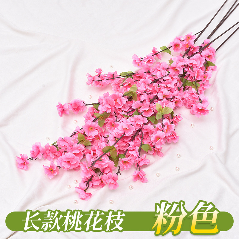 Simulación transfronteriza de flores de melocotón 7 horcos 9 flores artificiales decoración flor al por mayor paisajismo flor de melocotón decoración flores de seda flores de plástico