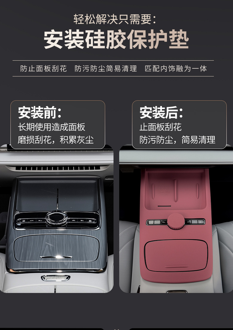 Galaxy E8 Starlight 8 Central Control Panel Silicone Pad Water Coaster Wireless Charging Protective Pad Cover Car Interior Decoration Accessories