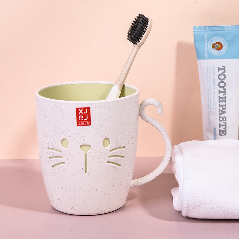 Xiaojian par taza trigo fibra plástico dibujos animados enjuague bucal taza supermercado mismo par taza cepillo de dientes taza