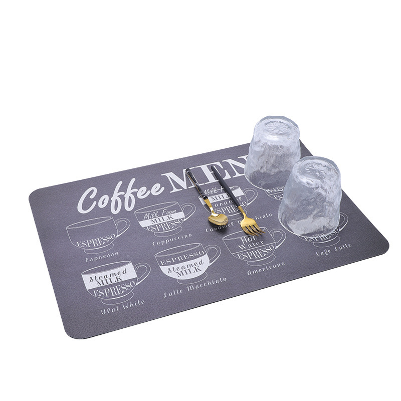 Pu absorbente estera de drenaje cocina encimera hogar antideslizante placa de la montaña estera aislamiento de goma de secado rápido mantel al por mayor