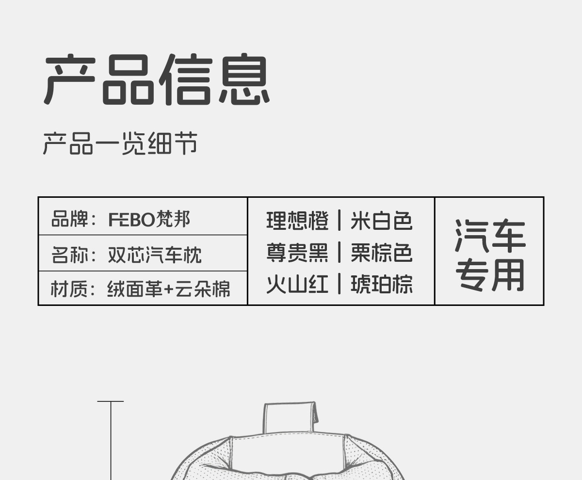 Double-Layer Car Headrest Pillow, Car Neck Pillow, Seat Lumbar Back Cushion, Car Lumbar Support Pillow, Driver's Headrest