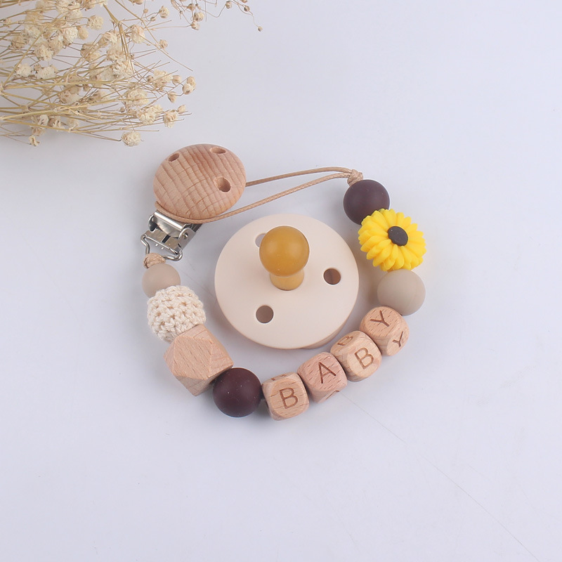 Nuevo bebé suministros de dibujos animados Margarita silicona mordedor chupete cadena calmante bebé chupete de silicona conjunto de dos piezas