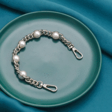 銀色珍珠包鏈條配件鑲嵌箱包配件金屬鏈子裝飾鏈手提鏈掛包短鏈