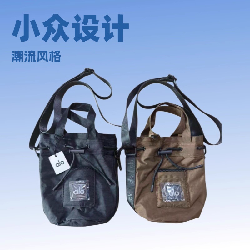 潮牌alo女士尼龙单肩斜挎包个性水桶包手提包男迷你化妆包手机包