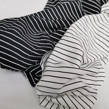 春夏黑白条纹印花布平纹不透布料衬衣裤子连衣裙面料【现货供应】