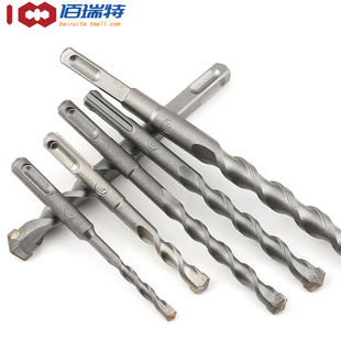 Extended Electric Hammer Impact Drill Bit for Drilling through Walls, Round Handle Multifunctional Drilling Hammer Head, Square Handle Four-Hole Concrete