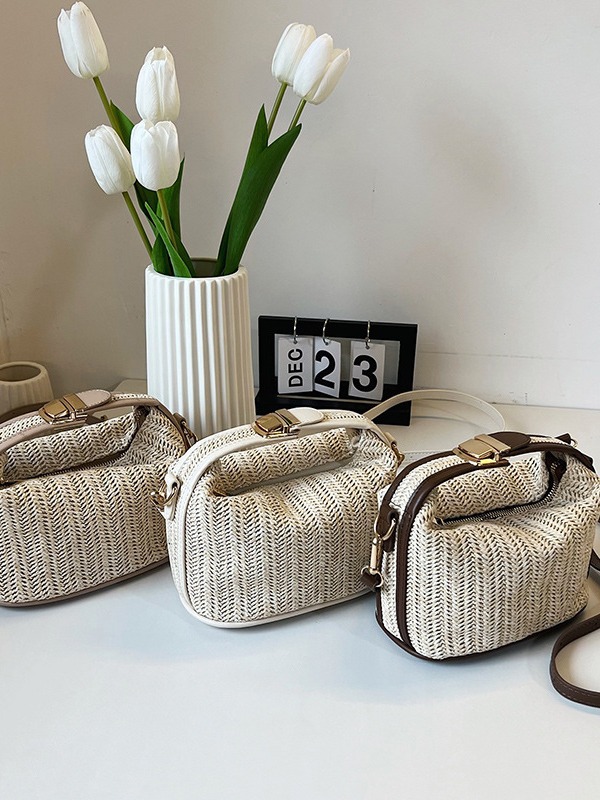 Bolso de verano 2024 nuevo estilo de moda material de tela de paja de moda bolso de mujer de moda bolso de hombro