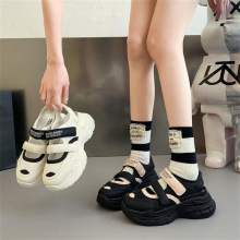 超火厚底老爹鞋女2026年春夏新款网面透气镂空魔术贴包头运动凉鞋