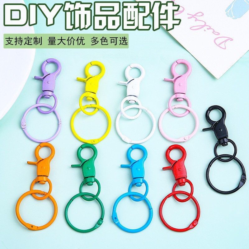 Color Clamps with 3cm Card Ring DIY Accessories Paint Metal Keychain Dog Buckle Pendant Wholesale Accessories Color Clamps with 3cm Card Ring DIY Accessories Paint Metal Keychain Dog Buckle Pendant Wholesale Accessories