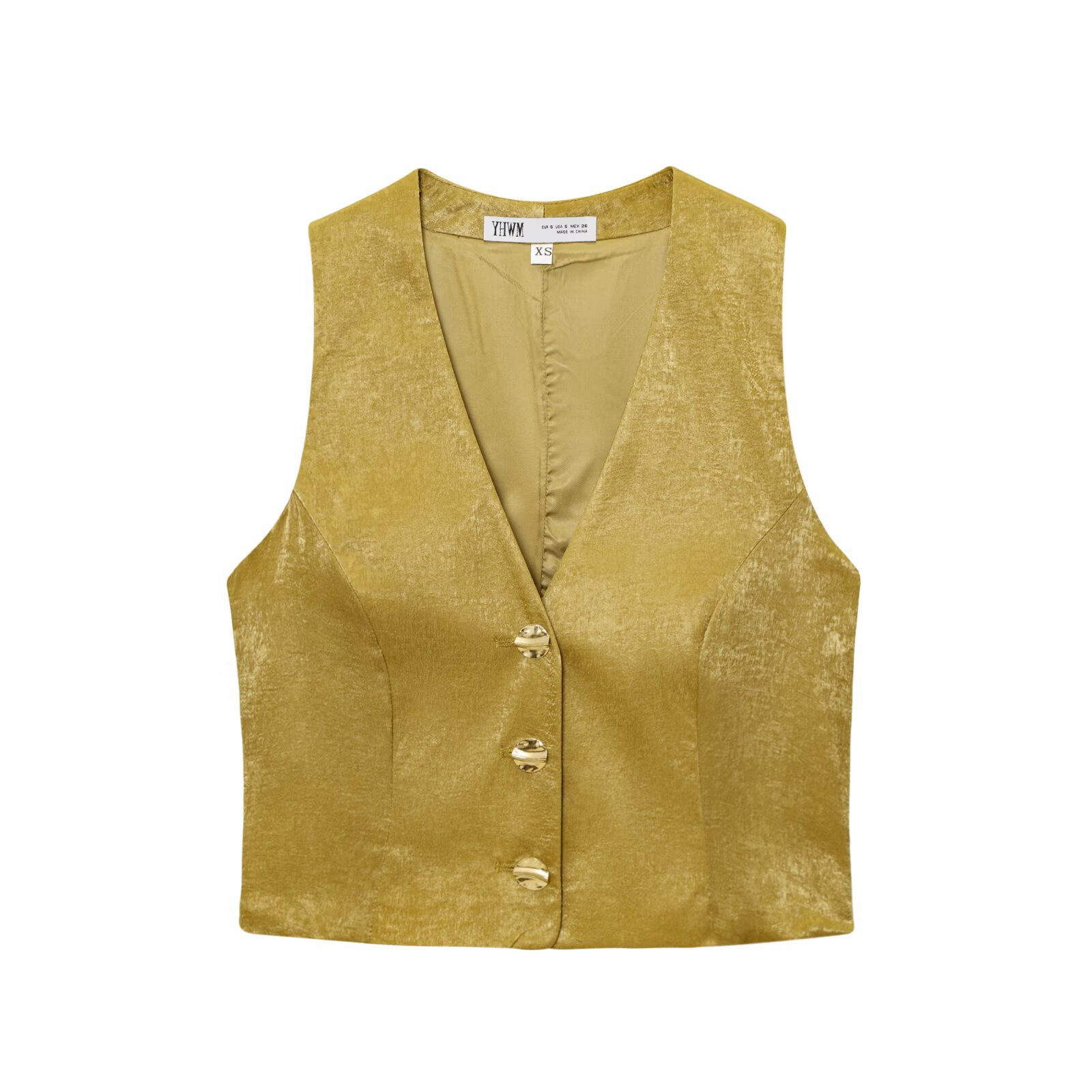ZA comercio exterior al por mayor estilo francés de moda de botón dorado de seda seda seda texturas camisas 7484091