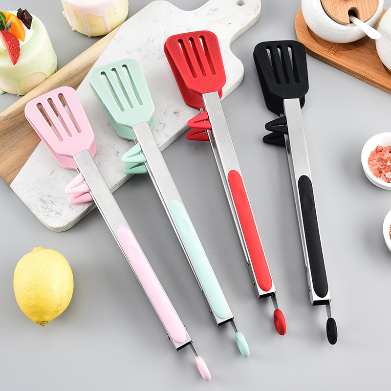 Factory Wholesale 430 Stainless Steel 7-Inch 9inch 12inch Silicone Spatula with Bracket Kitchen Utensils Bread Barbecue Clip