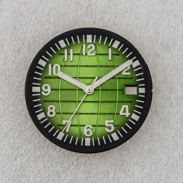 Green gradient surface + silver needle + luminous