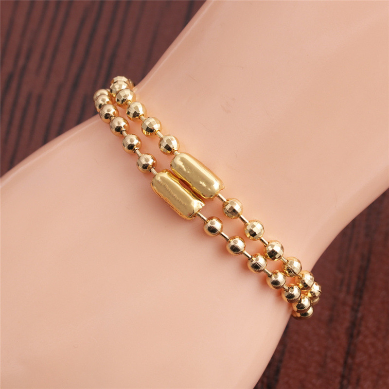 Fashion Simple Golden Round Copper Bead Necklace Bracelet Set display picture 4