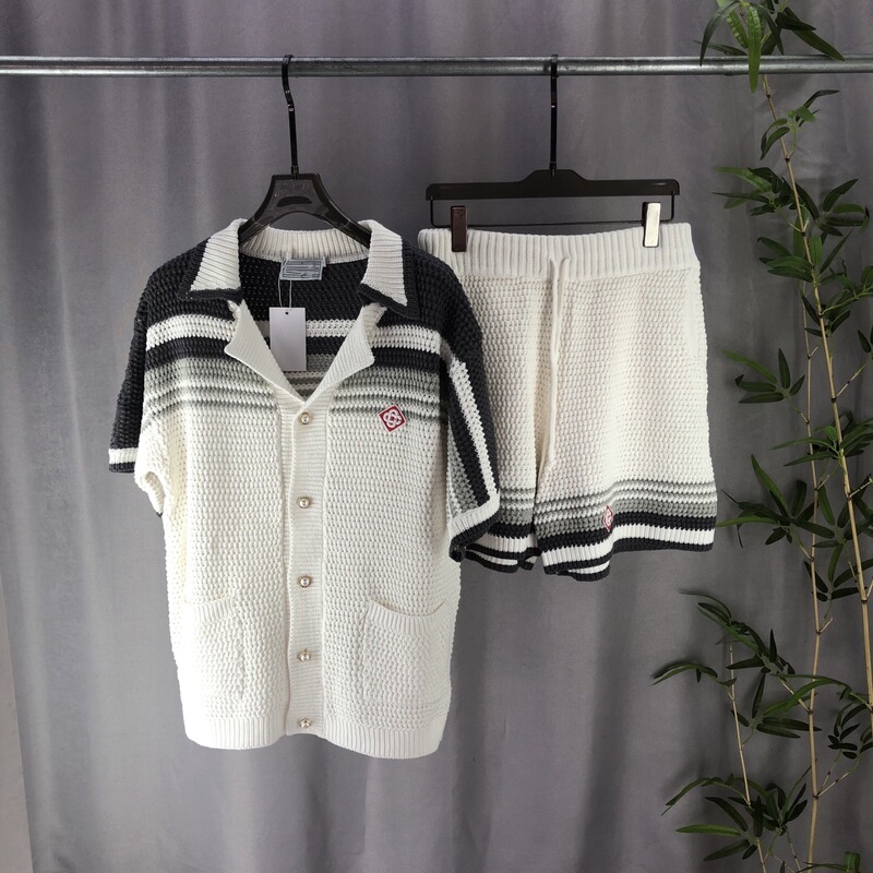 Fashion European Ca Casa Short-sleeved Sweater suit Sweater Jacquard Pattern Men's and Women's Cross-border Europe and America