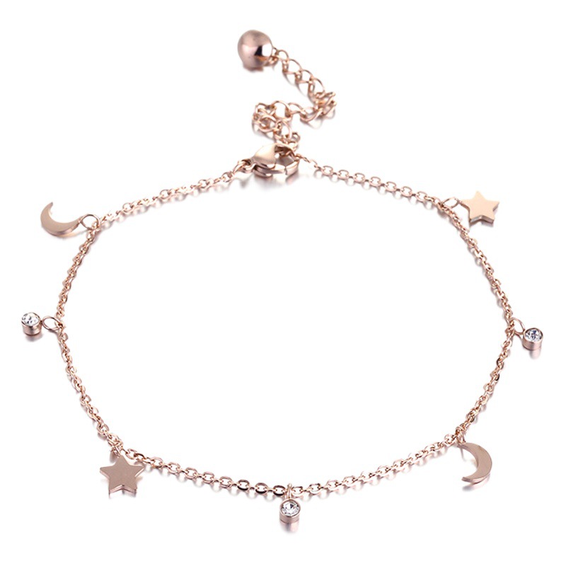 Pulsera de Acero de Titanio con Estrella y Luna para Mujer, Joyería Moderna, Nueva Llegada, Pulsera que No se Destiñe, Artículo Popular en TikTok
