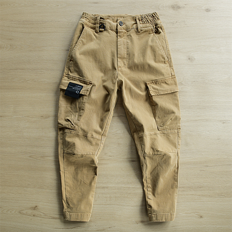 2024 Spring and Summer New khaki Multi-bag Loose Leg Overalls Men's Trendy Brand Leg Casual Pants 2024 Spring and Summer New khaki Multi-bag Loose Leg Overalls Men's Trendy Brand Leg Casual Pants