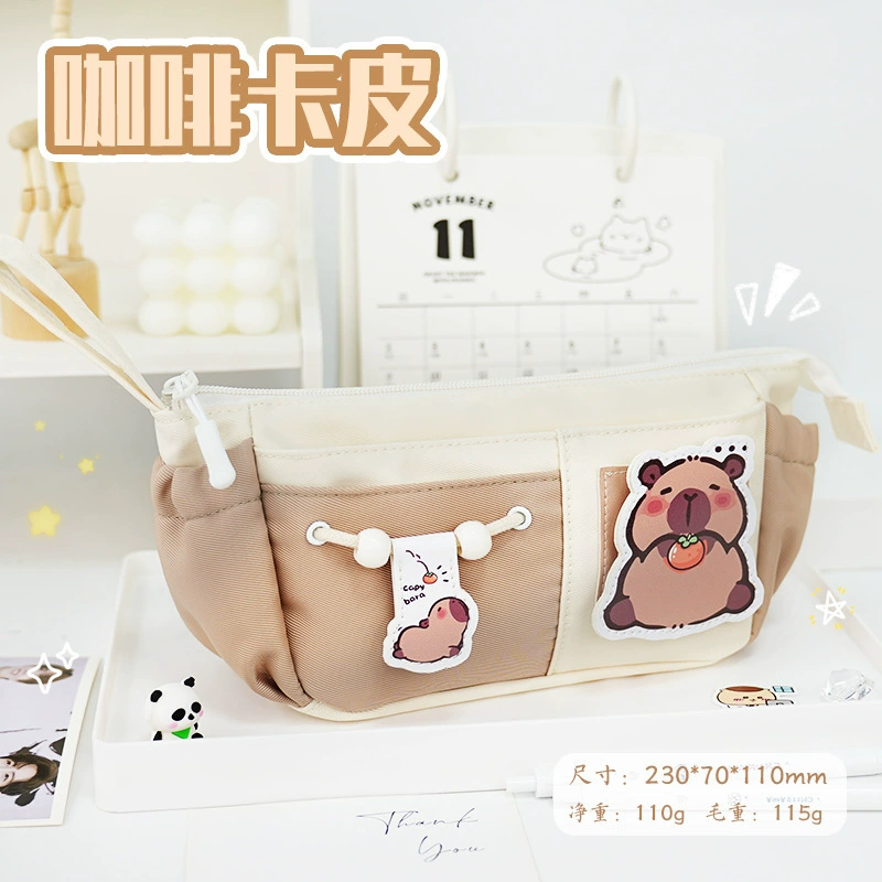 Apple, cute capacious pencil case, high quality multilayer stationery for students, drawstring, new collection