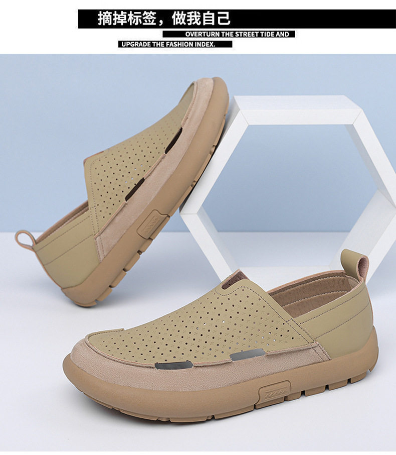 Dép sandal nam lỗ thoáng khí đế mềm kiểu lười — Màu be, Màu kaki chi tiết 18