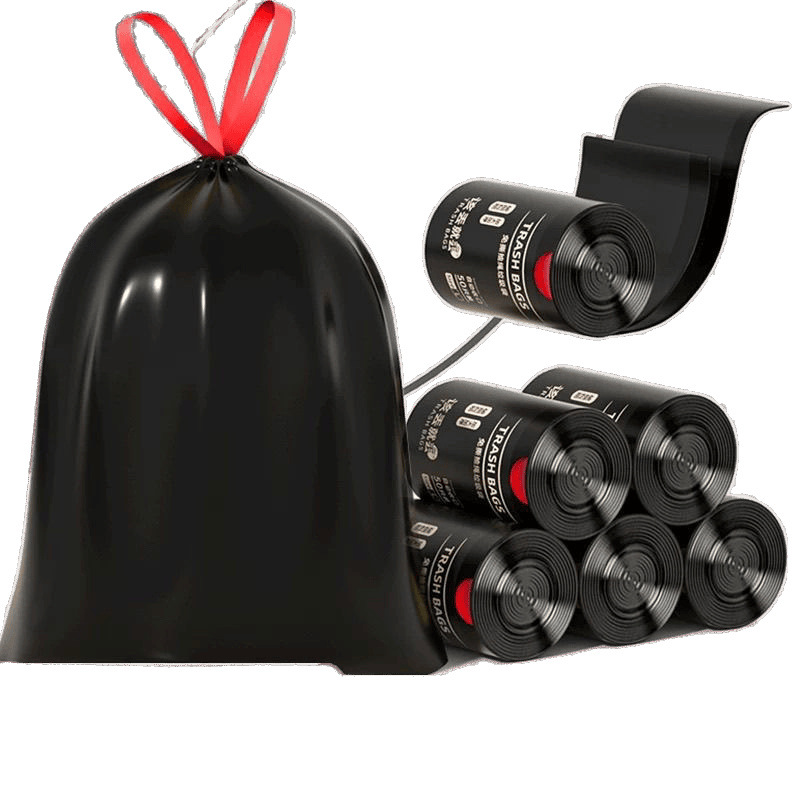 Bolsa de basura tipo cuerda extra gruesa para bolsas de plástico desechables portátiles de cocina doméstica y baño