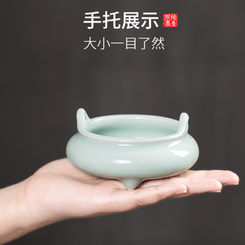神仏を祀る家庭用陶器香炉、双耳三脚、祭用香炉、白檀炉、香座、仏具、香道具|undefined