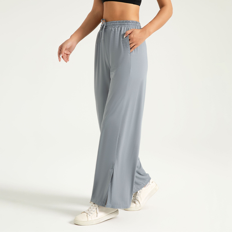 Zona transfronteriza de Juyitang pantalones de cintura alta y piernas anchas para mujeres, pantalones deportivos anti-UV de hielo desnudos