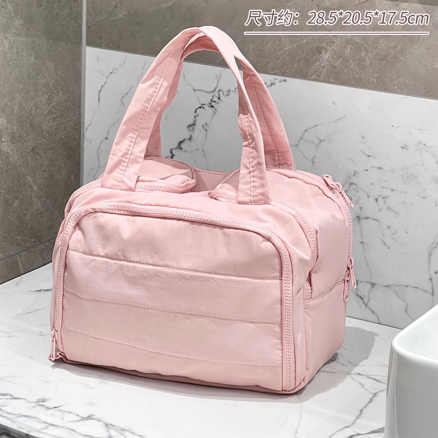 Bolso cosmético esponjoso de gran capacidad de doble ancho y cuatro abiertos 2025 nuevo viaje, lavado y viaje de negocios, almacenamiento de partición multifuncional