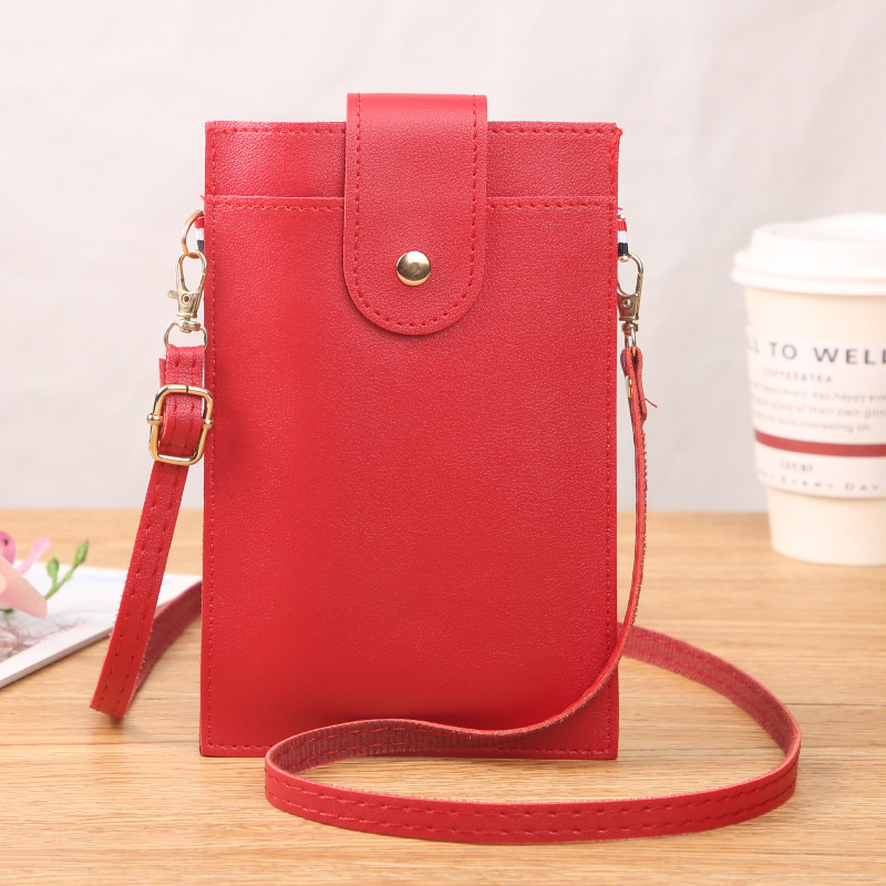 Korean version of new women's small bag Solid color vertical high school student mobile phone bag Thin niche crossbody bag Mini shoulder bag