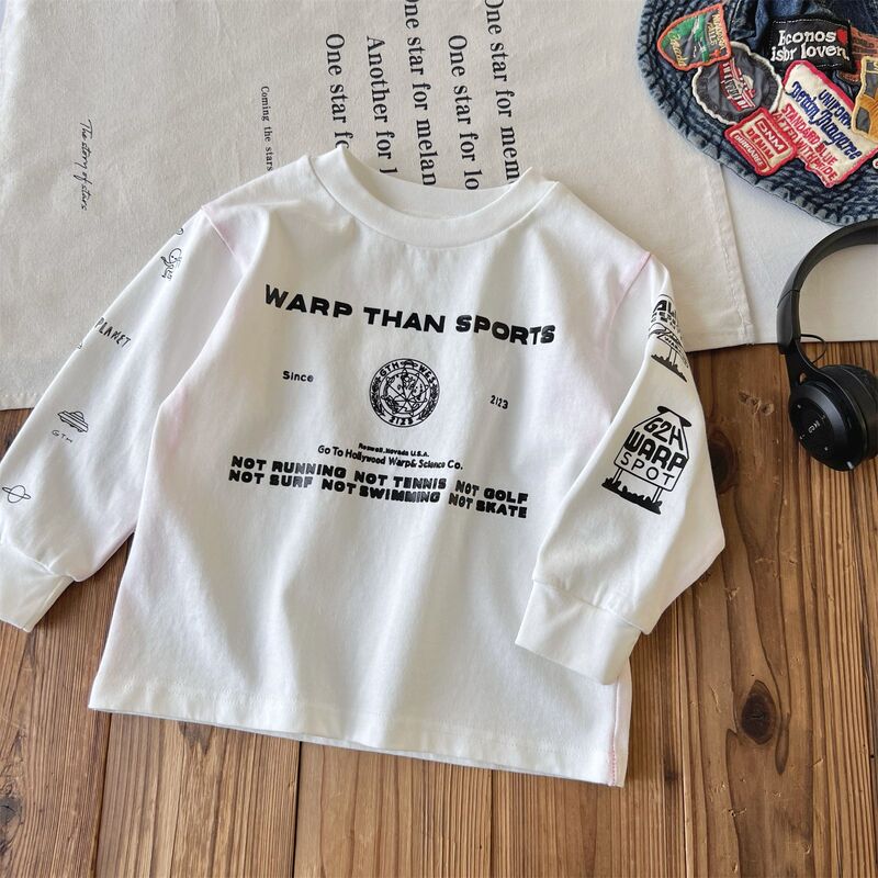 【現物】日系中古小衆潮童春秋綿質アルファベット長袖tシャツ上着|undefined