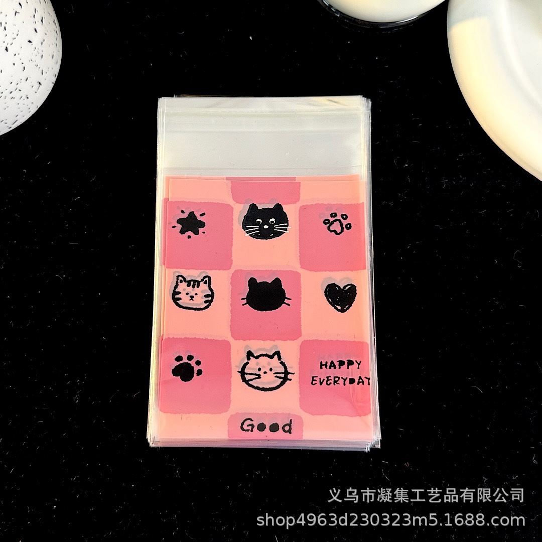 Colección de bolsas autoadhesivas de dibujos animados lindo original, bolsa de embalaje de joyería de regalo de alto valor, tarjeta pequeña, bolsa sellada dividida