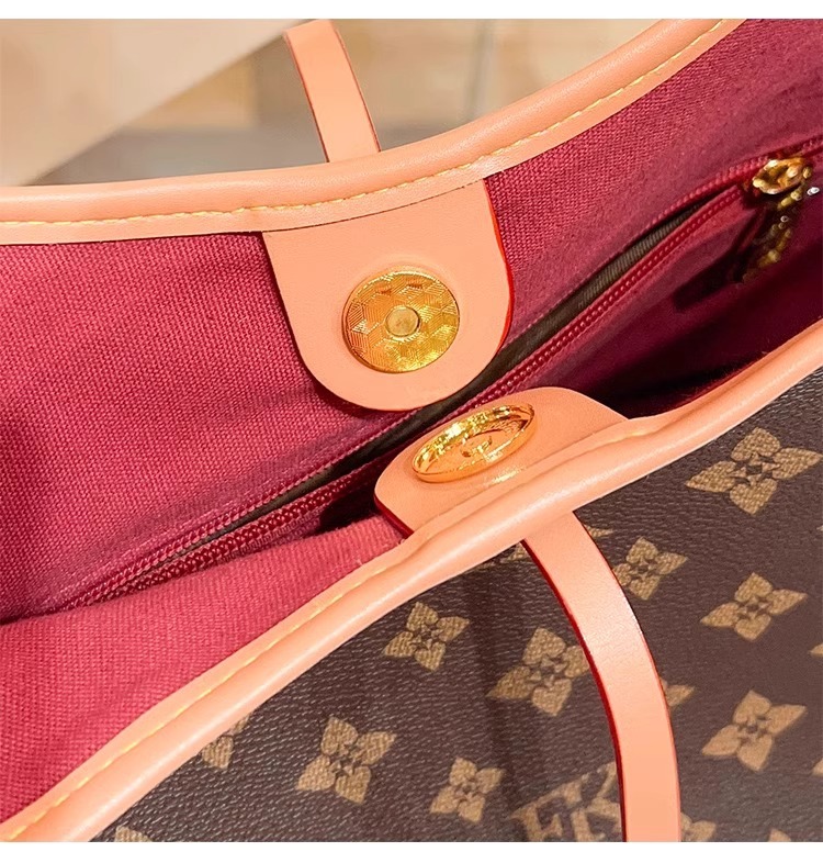 Túi tote nữ xách tay đeo vai phong cách cổ điển họa tiết monogram — nâu chi tiết 7