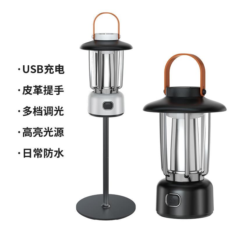 Nueva carga Al Aire Libre Retro Luz de camping portátil colgante de tres colores fuente de luz ambiente camping Luz Portátil mini colgante