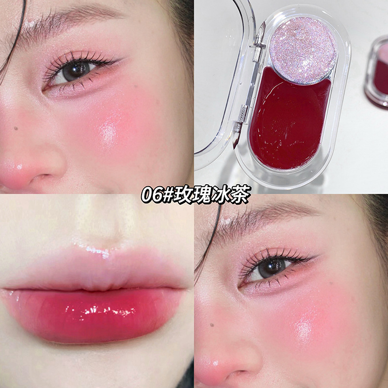 Gege bear high-gloss blush en un disco de expansión y contracción de color acuoso y brillante, maquillaje de belleza transfronterizo.