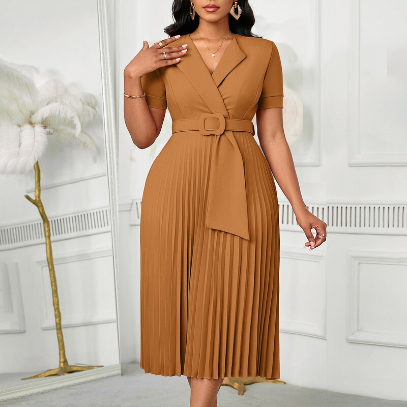 D593 Amazon European and American Style Sexy Short-Sleeve V-Neck Fashionable Elegant Pleated Plus-Size High-Waisted African Dress D593 Amazon European and American Style Sexy Short-Sleeve V-Neck Fashionable Elegant Pleated Plus-Size High-Waisted African Dress