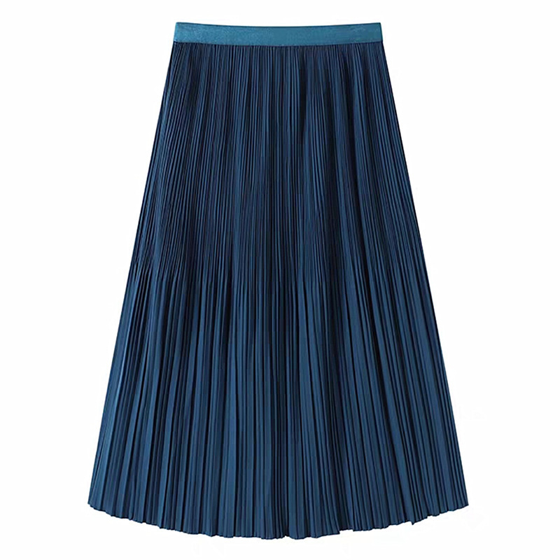 Ready Stock, Good Fabrics, Korean Dongdaemun Pure Color Toothpick Pleated Skirt Mid-Length Skirt