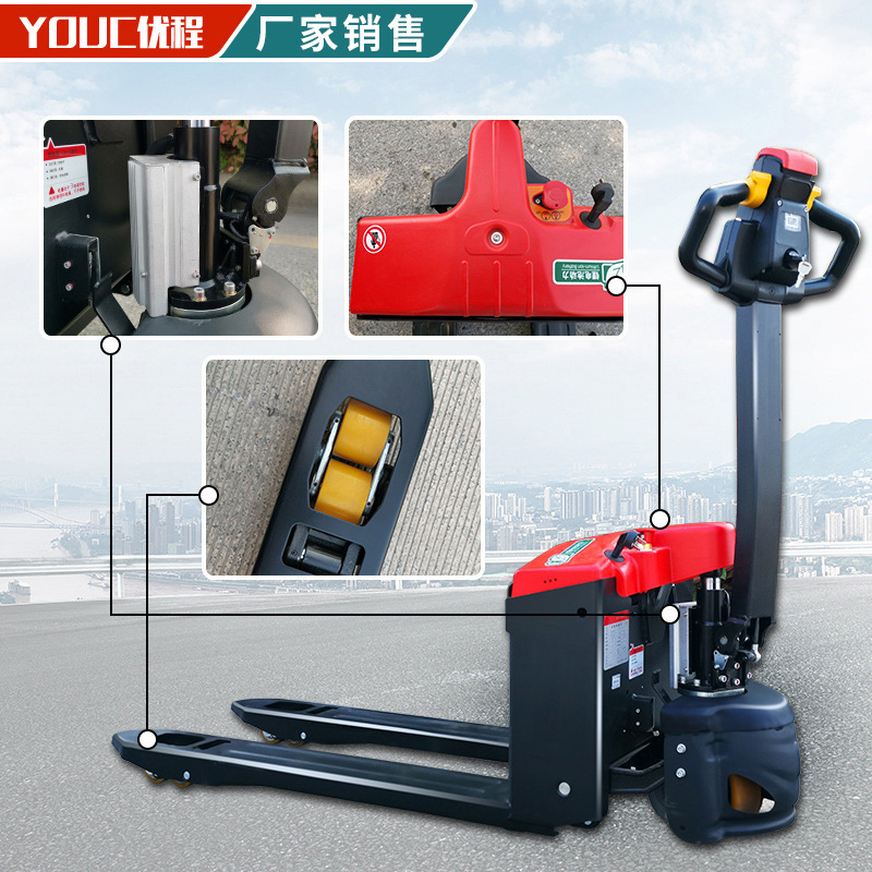 1.5 / 2 toneladas caminantes totalmente eléctricos transporte hidráulico / carretilla elevadora de paletas eléctricas / carretilla elevadora de buey de batería