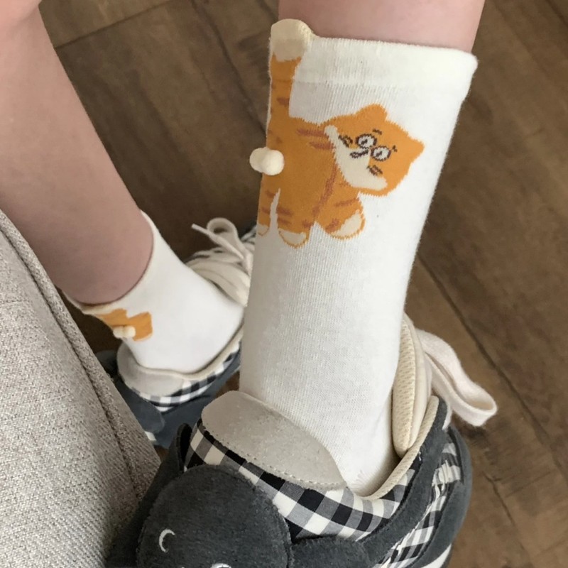 猫咪蛋蛋袜子趣味个性创意搞笑可爱小众设计诸暨2025夏季卡通立体|undefined