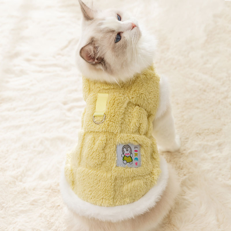 Cat Clothes For Autumn And Winter,Warm And Comfortable Velvet Biped Kitten And Puppy Winter Traction Dog Pet Cat Clothing
